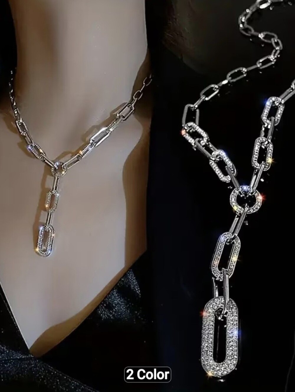 🩶🩶NEW🩶🩶 BEAUTIFUL!! CZ PaperClip Necklace In SILVER